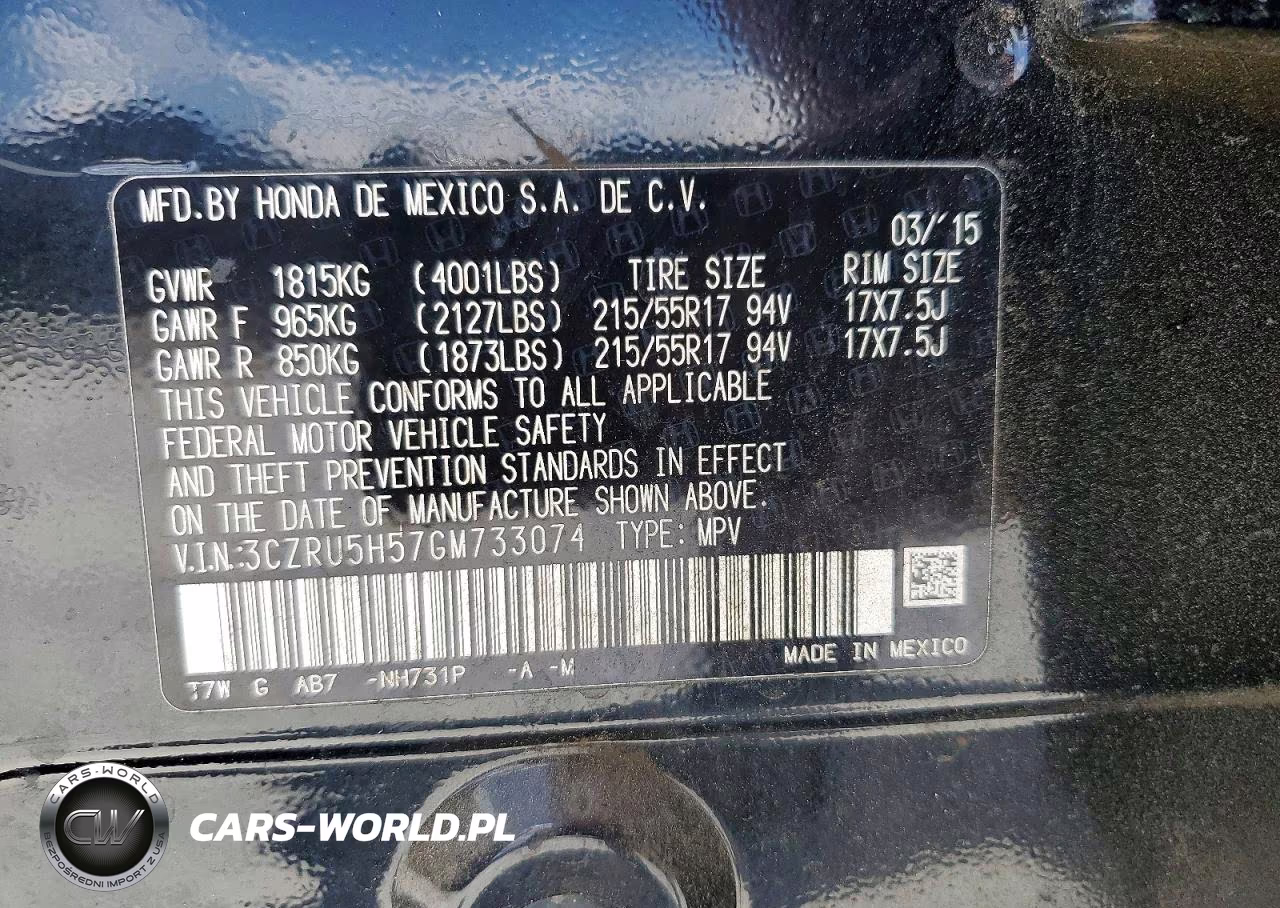 2016 Honda Hr-V Ex VIN:3CZRU5H57GM733074 - 14