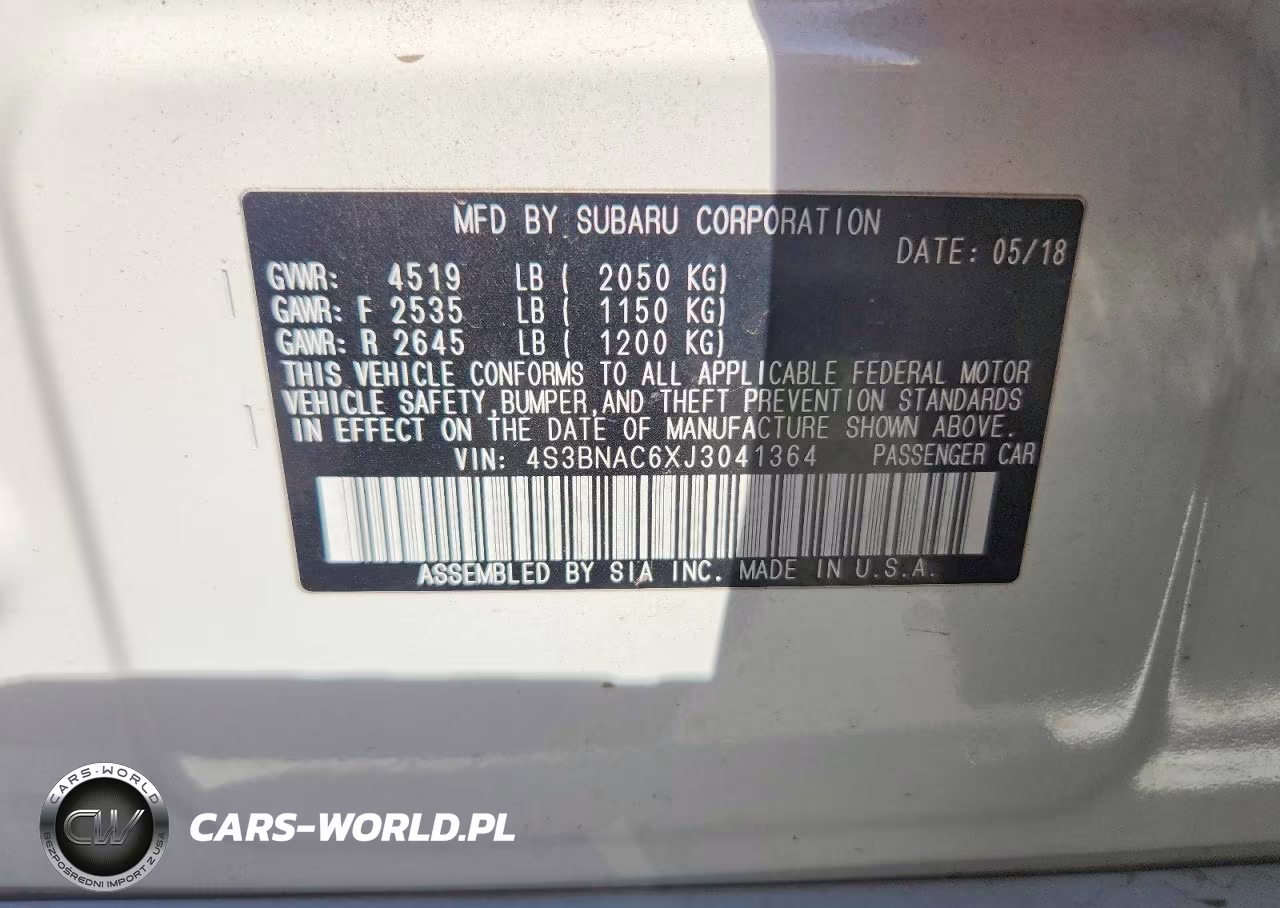 2018 Suba Legacy Premium VIN:4S3BNAC6XJ3041364 - 12