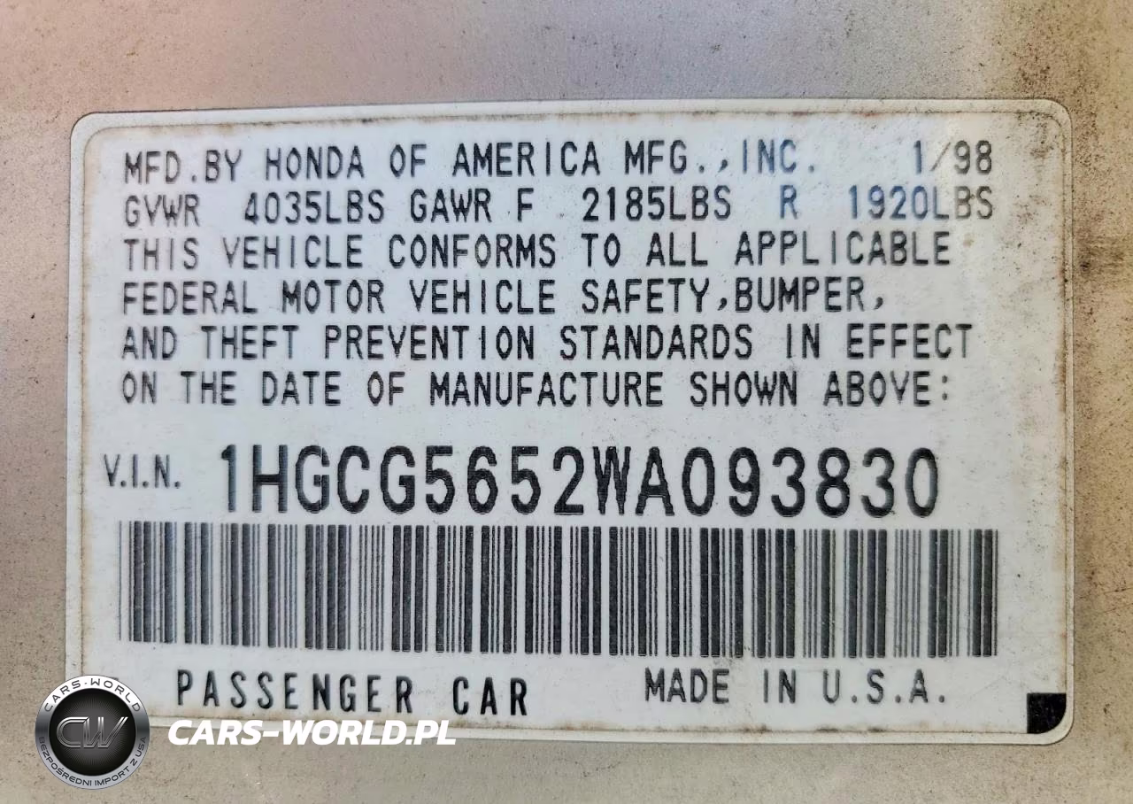 1998 Honda Accord Ex VIN:1HGCG5652WA093830 - 12