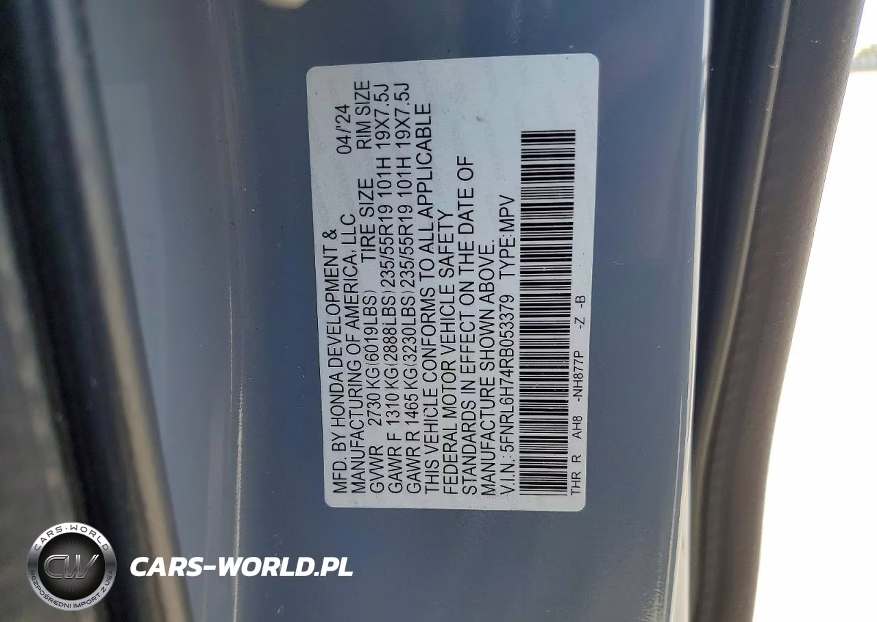 2024 Honda Odyssey VIN:5FNRL6H74RB053379 - 14