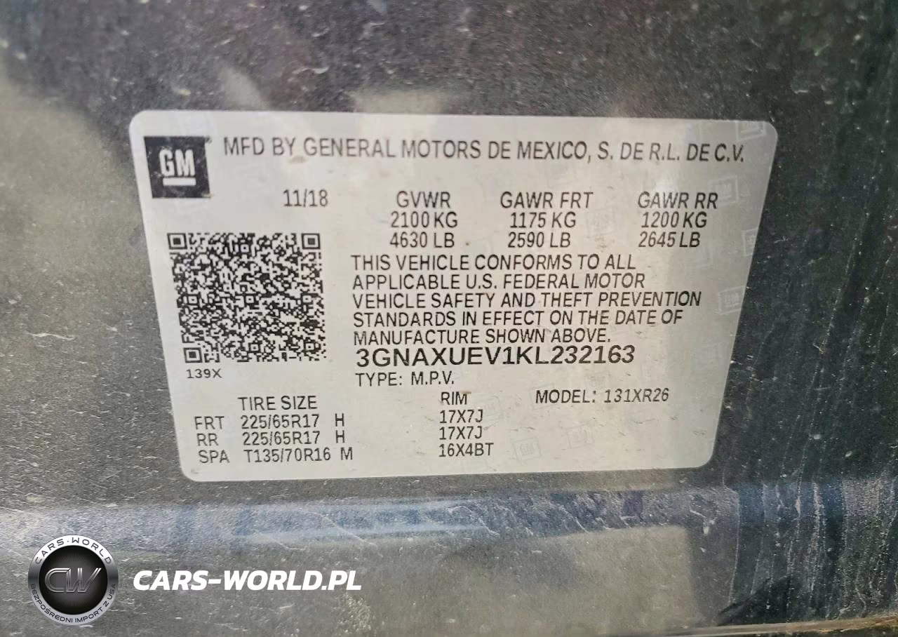2019 Chevrolet Equinox Lt VIN:3GNAXUEV1KL232163 - 14