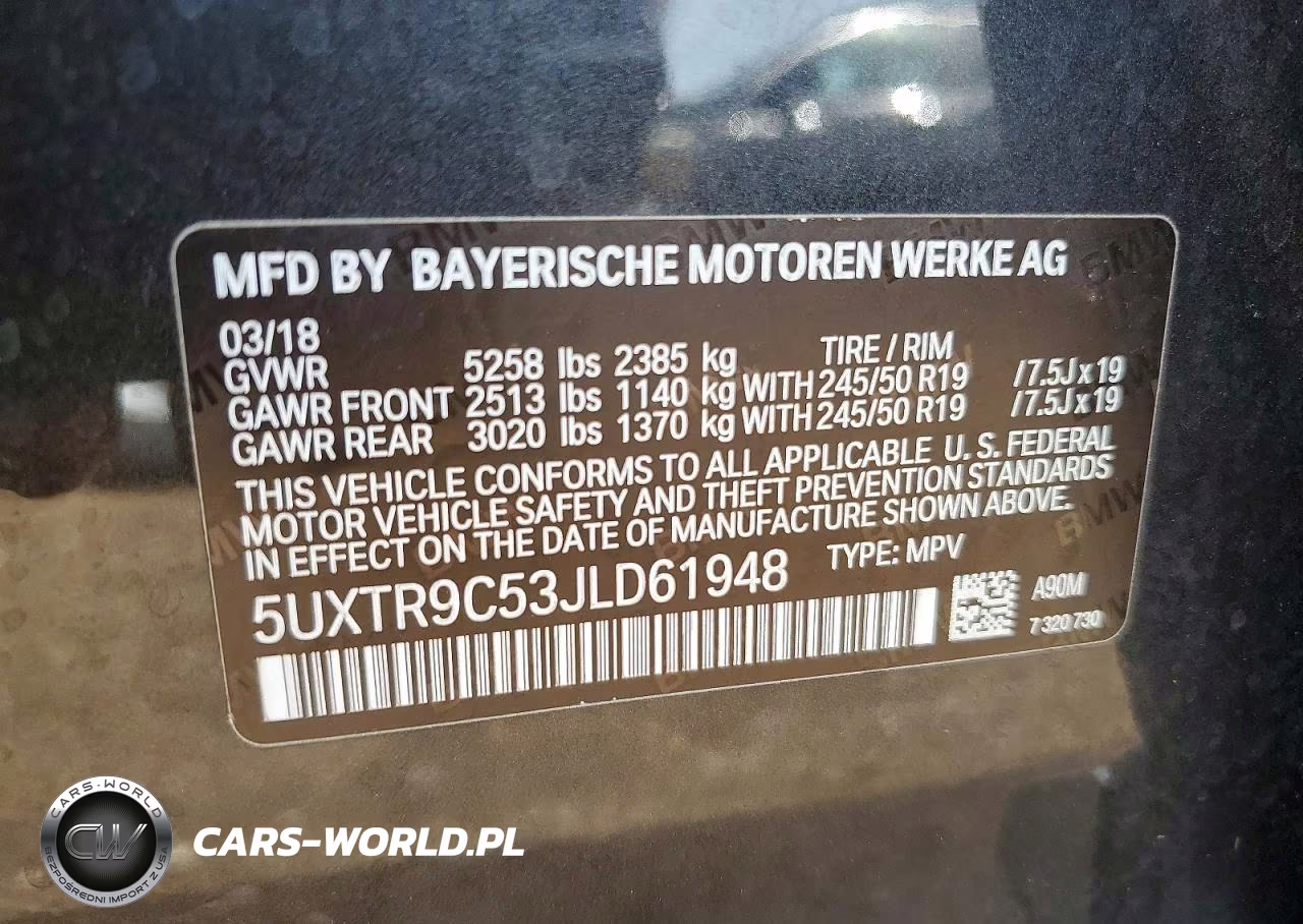 2018 BMW X3 xDrive30I VIN:5UXTR9C53JLD61948 - 12