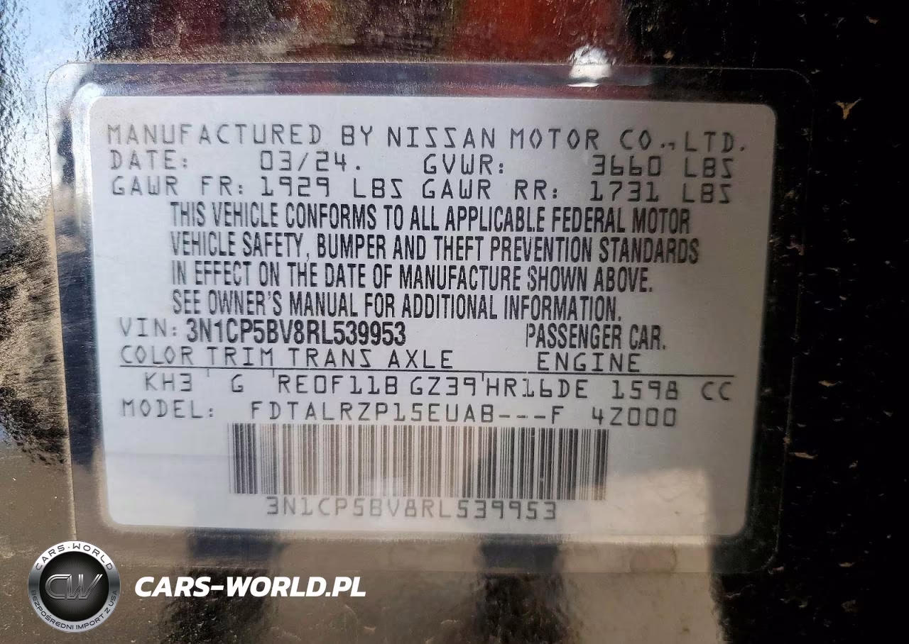 2024 Nissan Kicks S VIN:3N1CP5BV8RL539953 - 12