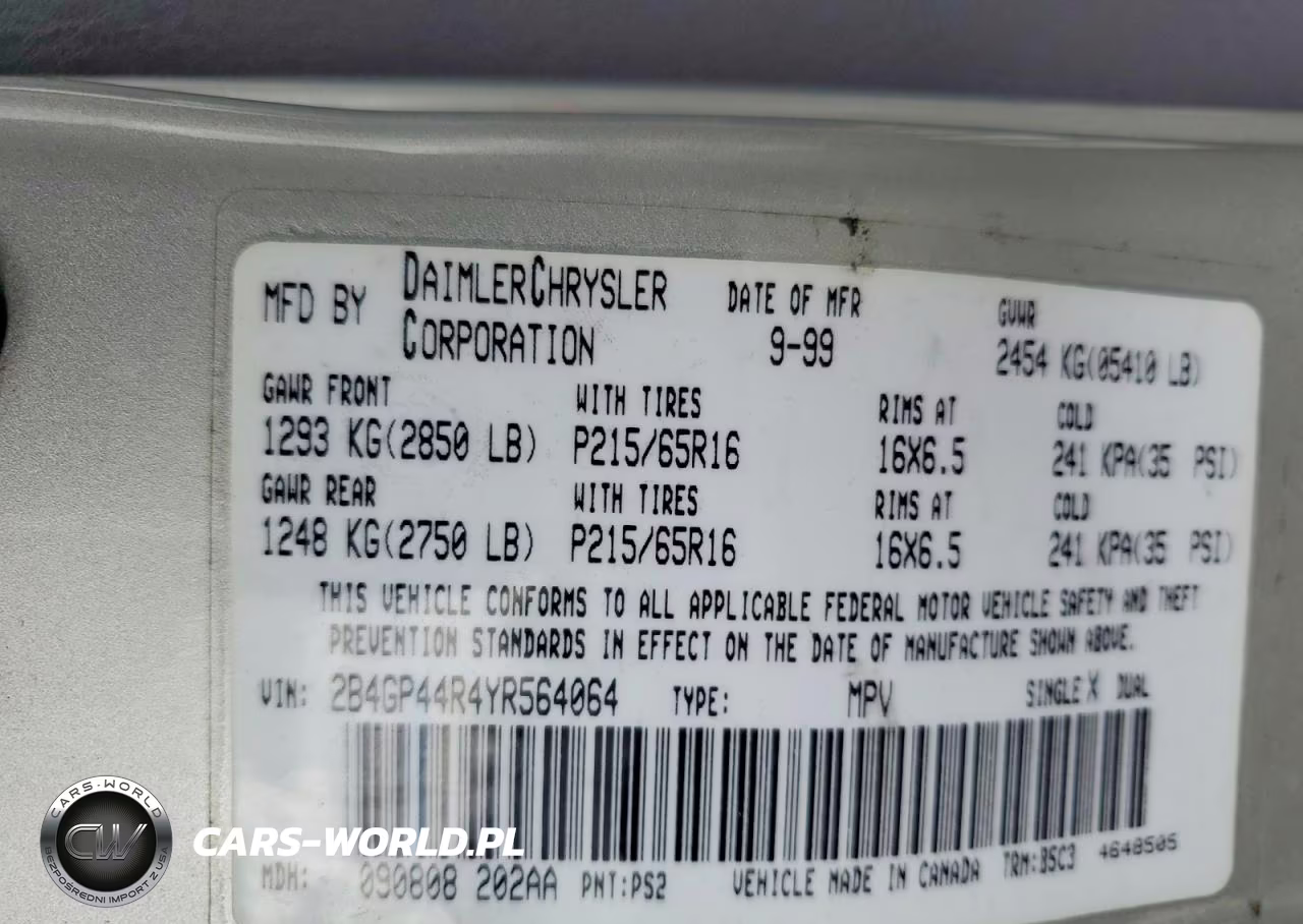 2000 Dodge Grand Caravan Se VIN:2B4GP44R4YR564064 - 13