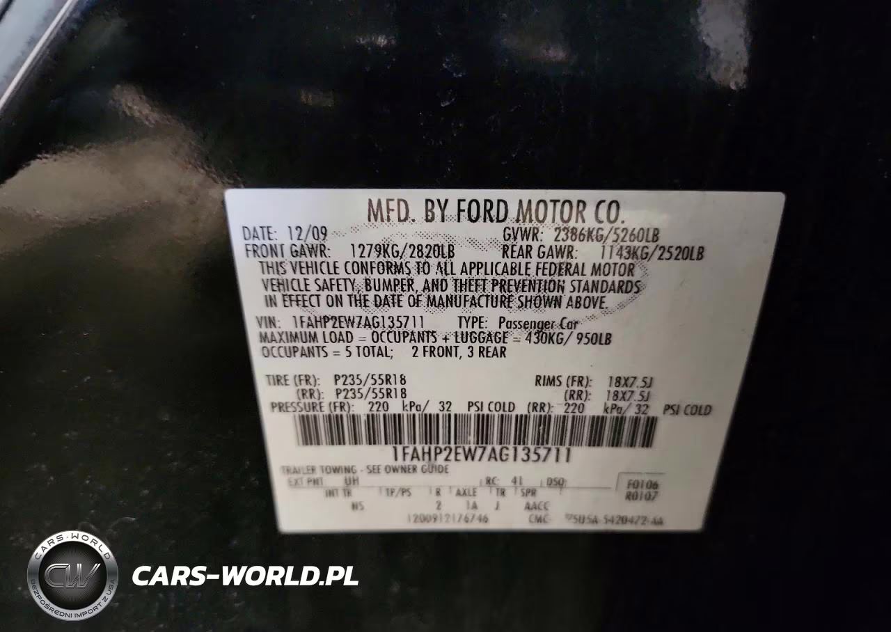 2010 Ford Taurus Sel VIN:1FAHP2EW7AG135711 - 13