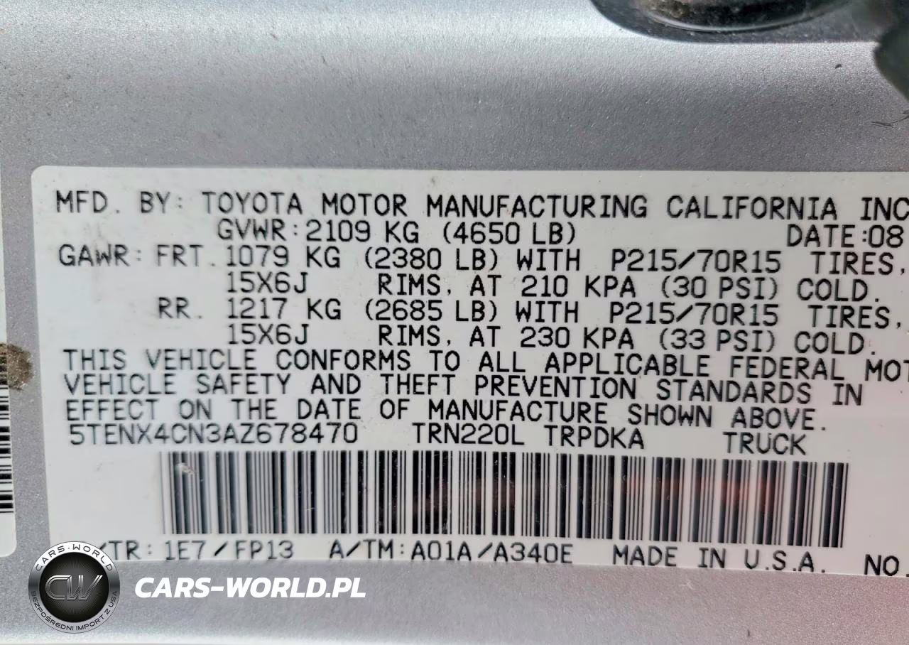 2010 Toyota Tacoma Base VIN:5TENX4CN3AZ678470 - 12