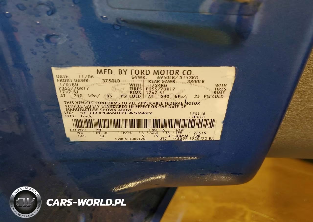 2007 Ford F150 VIN:1FTRX14W07FA52422 - 12