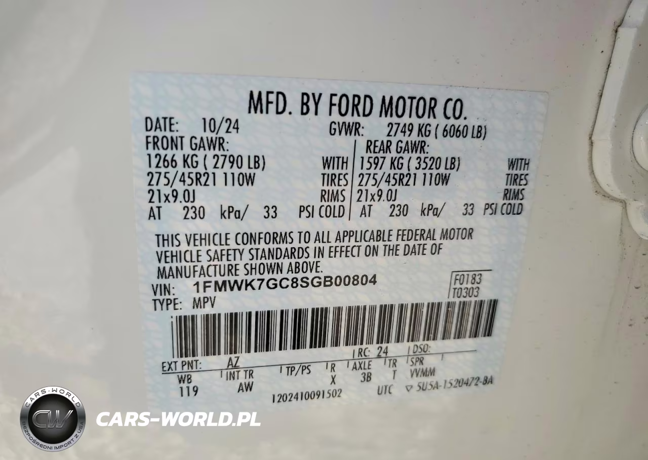 2025 Ford Explorer St VIN:1FMWK7GC8SGB00804 - 14