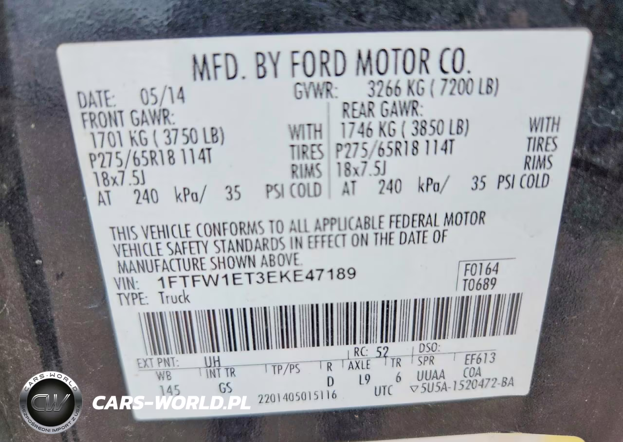 2014 Ford F150 Supercrew VIN:1FTFW1ET3EKE47189 - 12