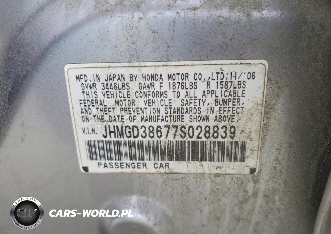 2007 Honda Fit S VIN:JHMGD38677S028839 - 12
