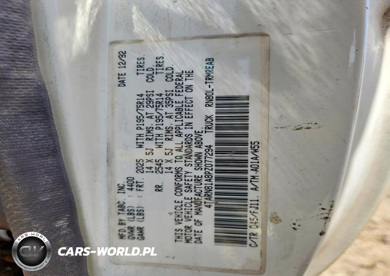 1993 Toyota Pickup Base VIN:4TARN81A8PZ077294 - 12