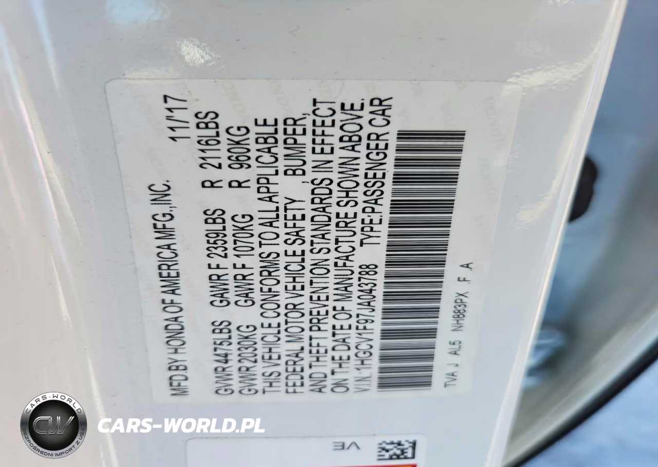 2018 Honda Accord Touring VIN:1HGCV1F97JA043788 - 12