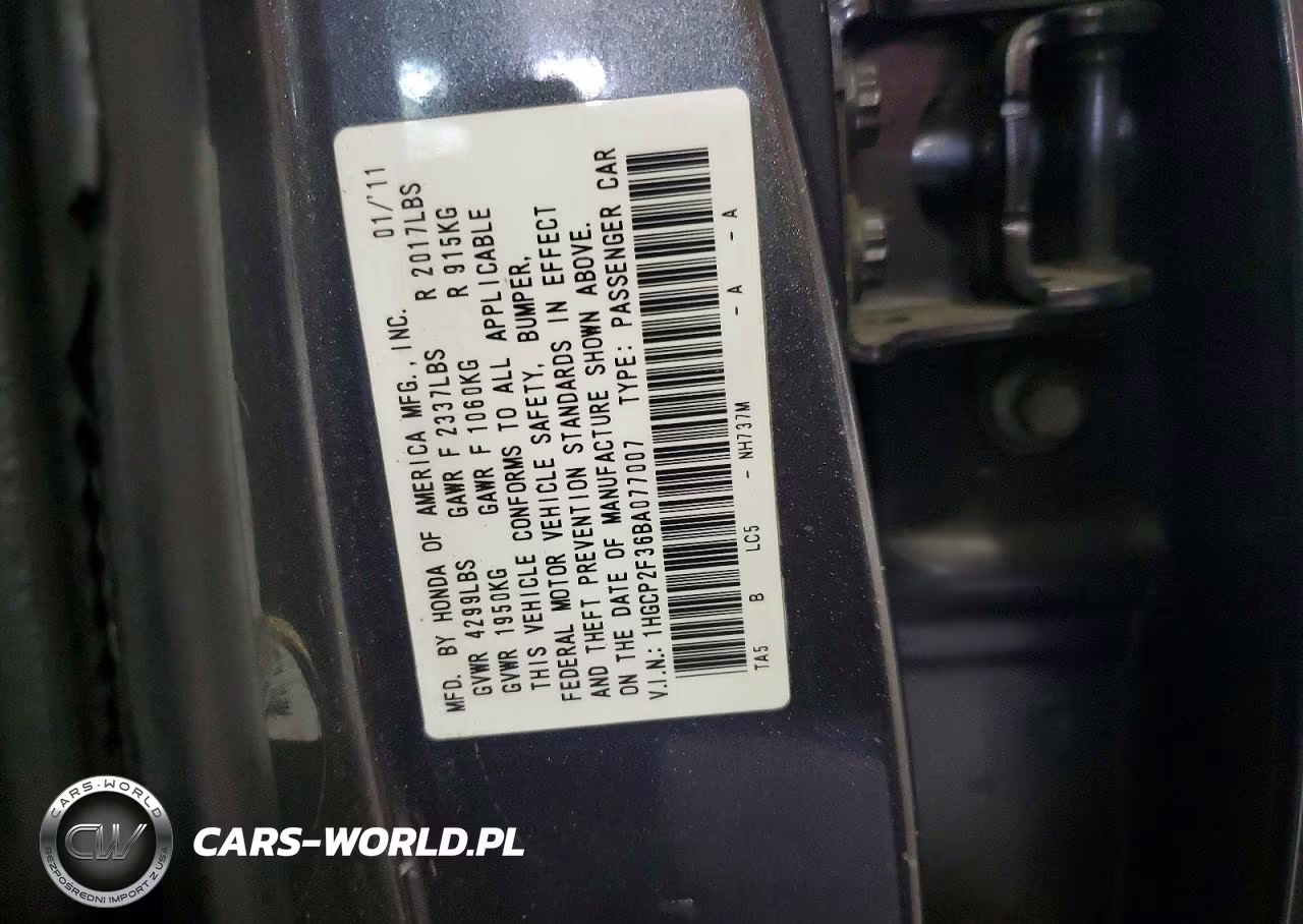 2011 Honda Accord Lx VIN:1HGCP2F36BA077007 - 12
