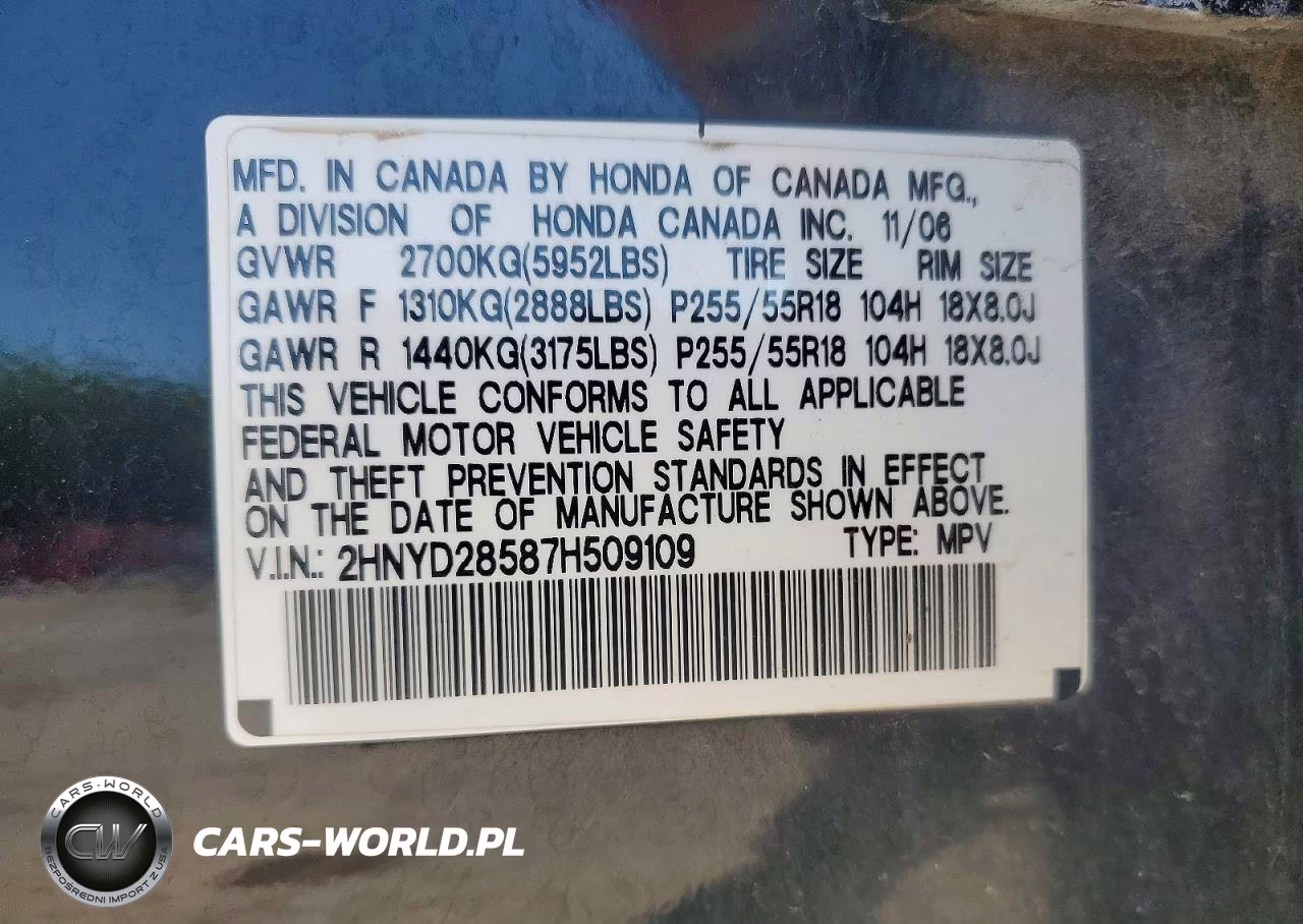 2007 Acura Mdx Sport VIN:2HNYD28587H509109 - 13