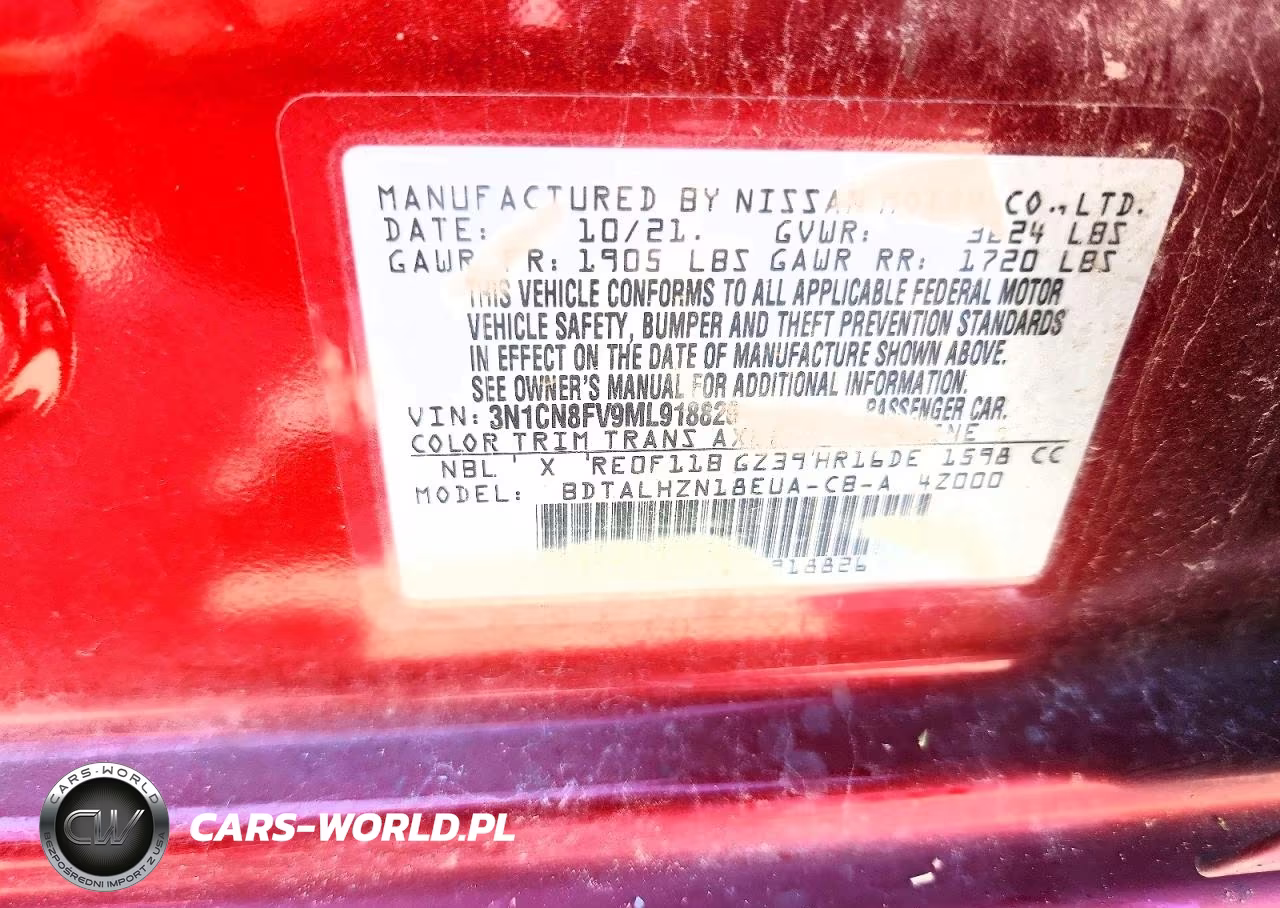 2021 Nissan Versa Sr VIN:3N1CN8FV9ML918826 - 12