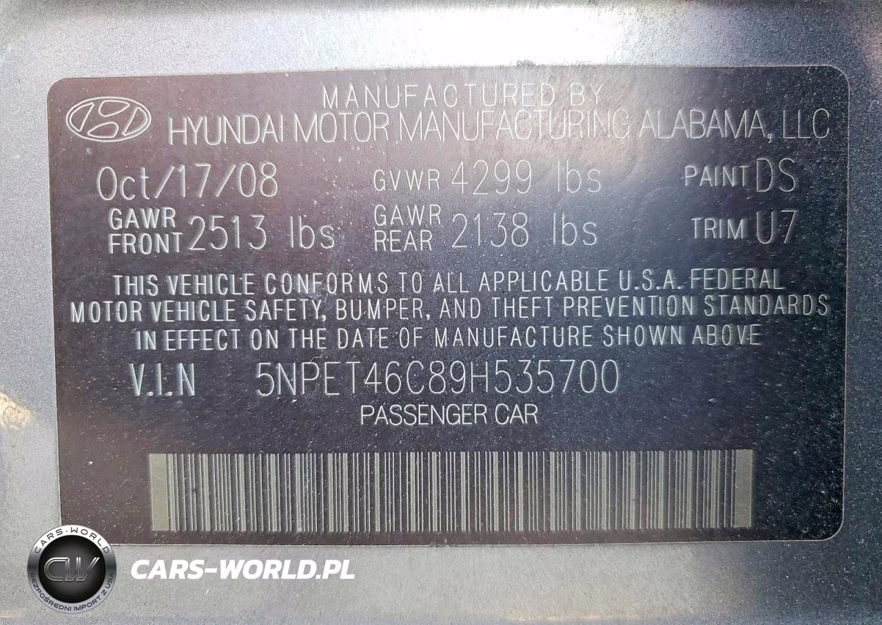 2009 Hyundai Sonata Gls VIN:5NPET46C89H535700 - 12