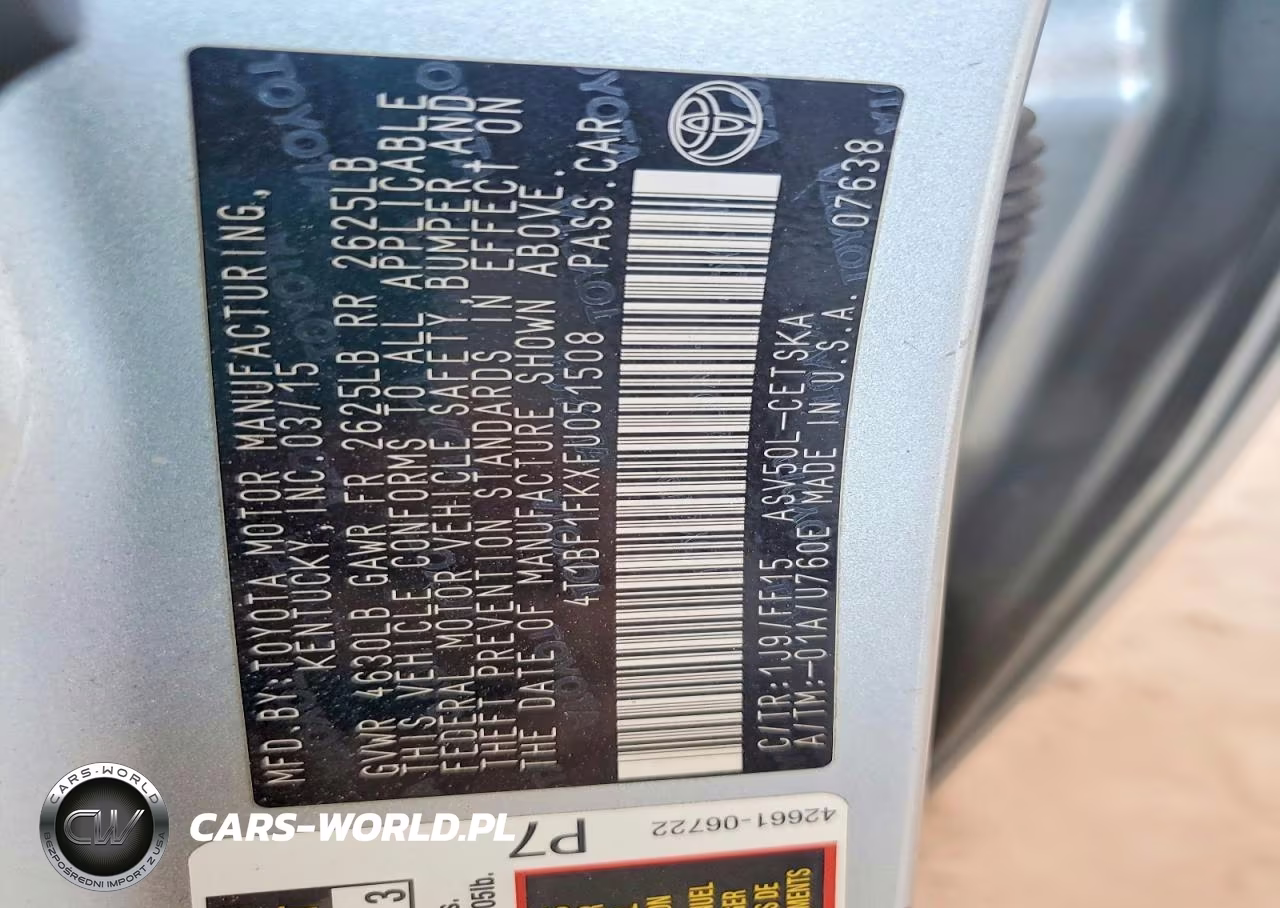 2015 Toyota Camry Se VIN:4T1BF1FKXFU051508 - 12