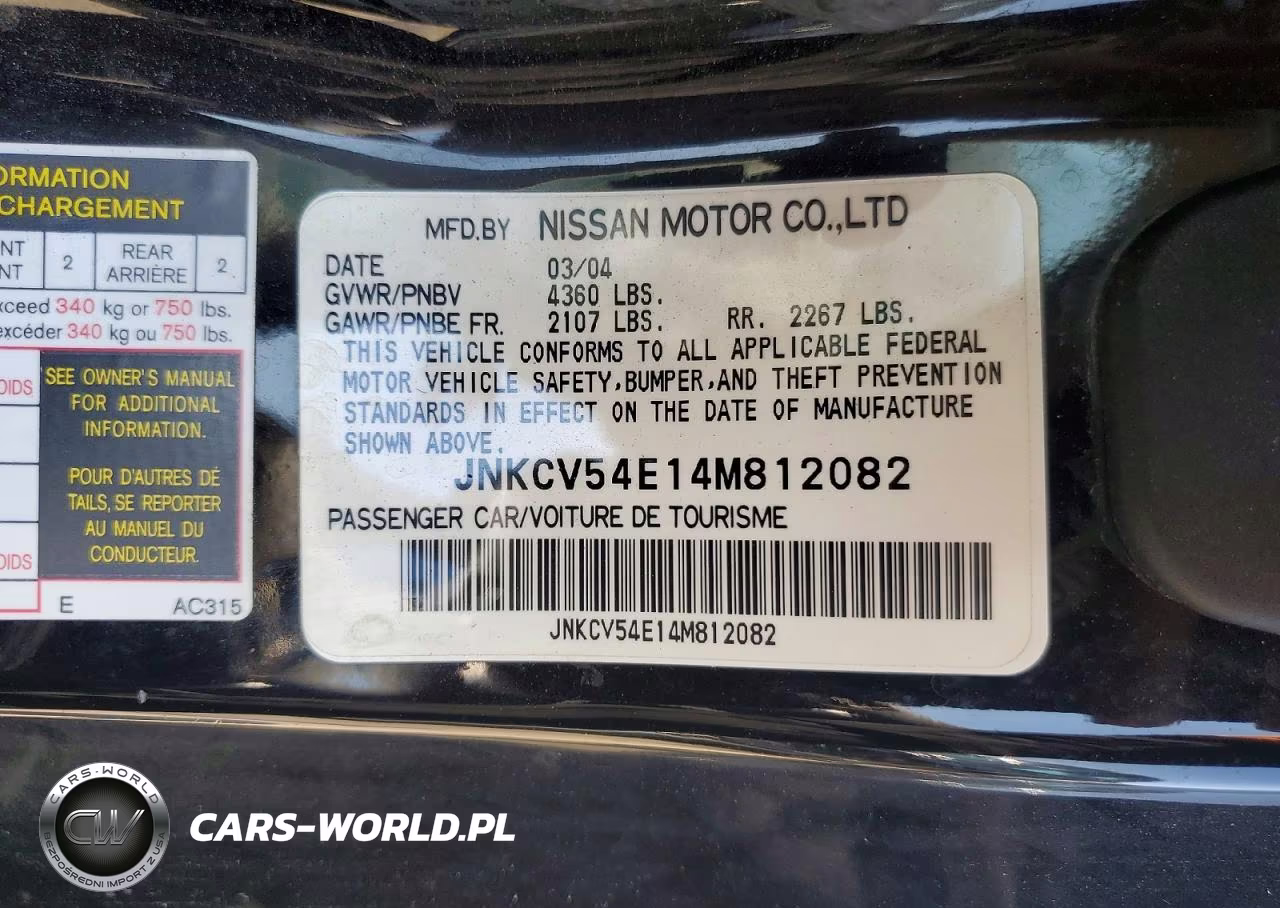 2004 Infiniti G35 Base VIN:JNKCV54E14M812082 - 12