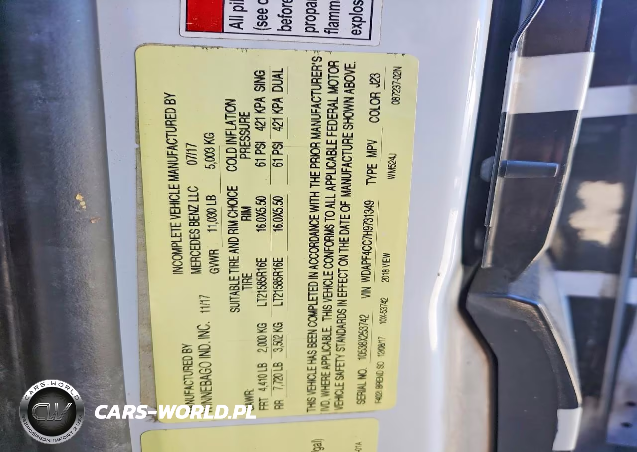 2017 Mercedes-Benz Sprinter 3500 VIN:WDAPF4CC7H9731349 - 10