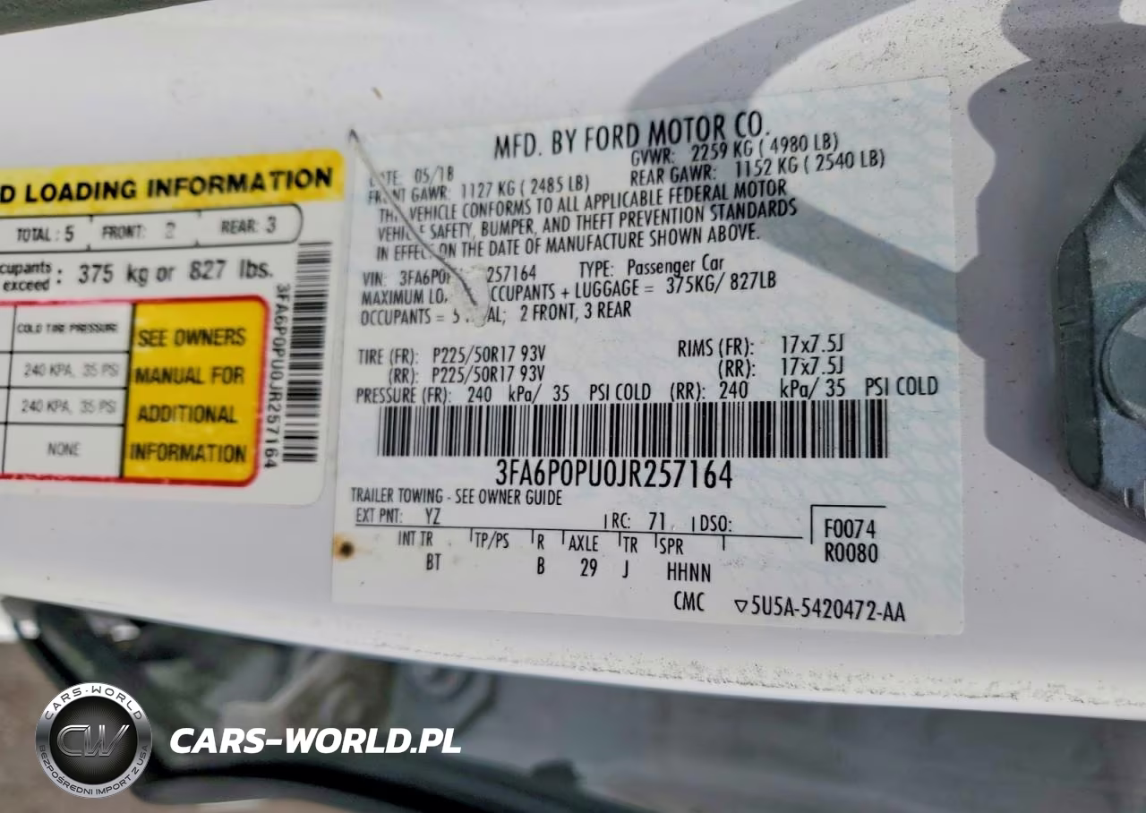 2018 Ford Fusion Se Phev VIN:3FA6P0PU0JR257164 - 12