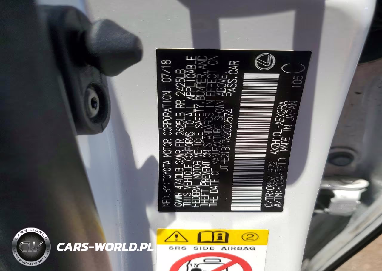 2019 Lexus Es 300H VIN:JTHB21B17K2002574 - 13