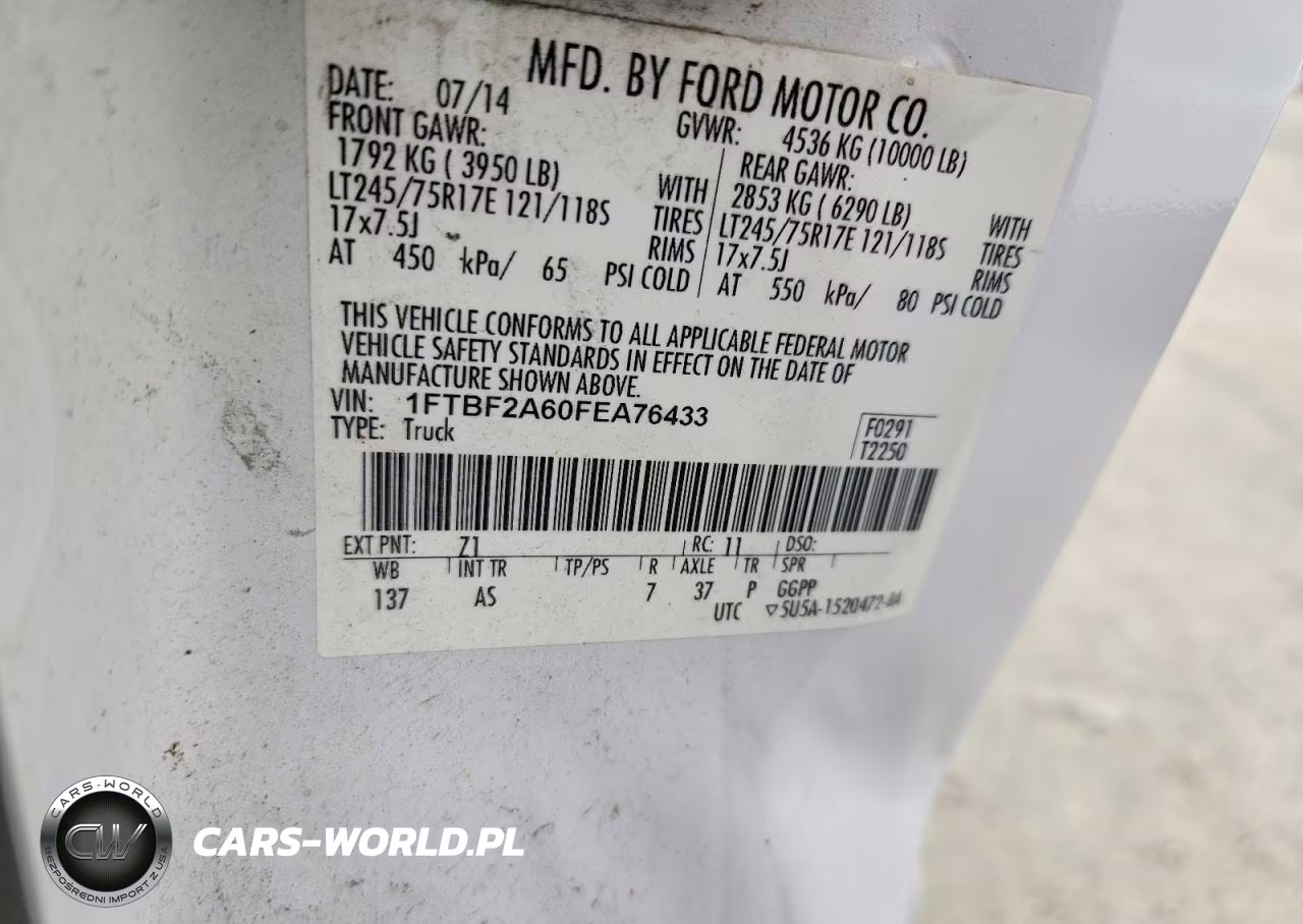 2015 Ford F250 Super Duty VIN:1FTBF2A60FEA76433 - 12