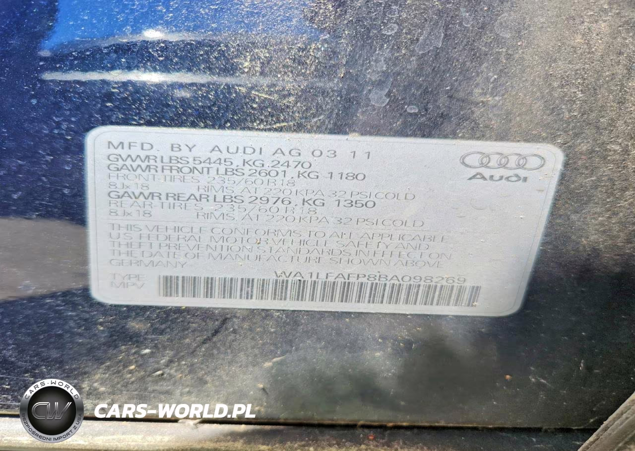 2011 Audi Q5 Premium Plus VIN:WA1LFAFP8BA098269 - 13