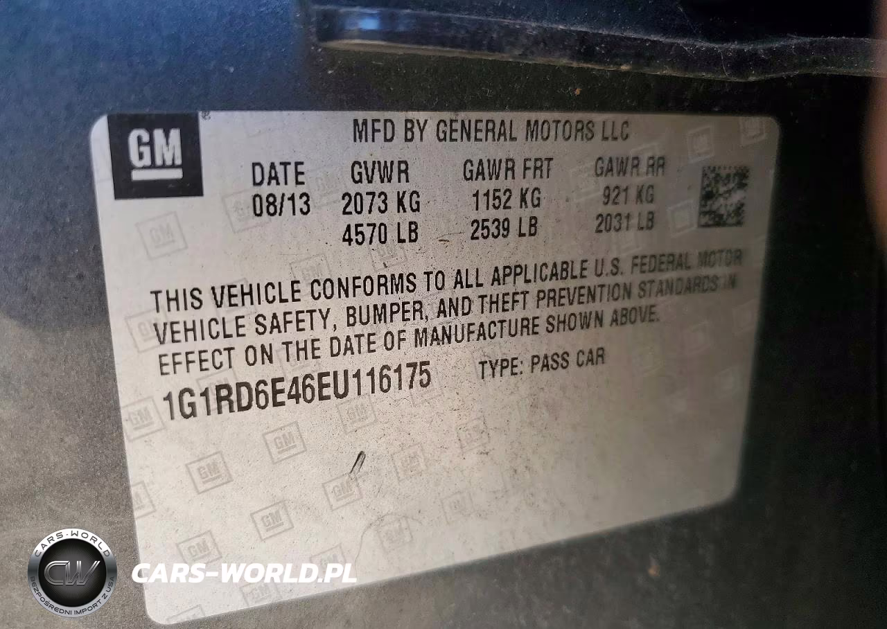 2014 Chevrolet Volt VIN:1G1RD6E46EU116175 - 12