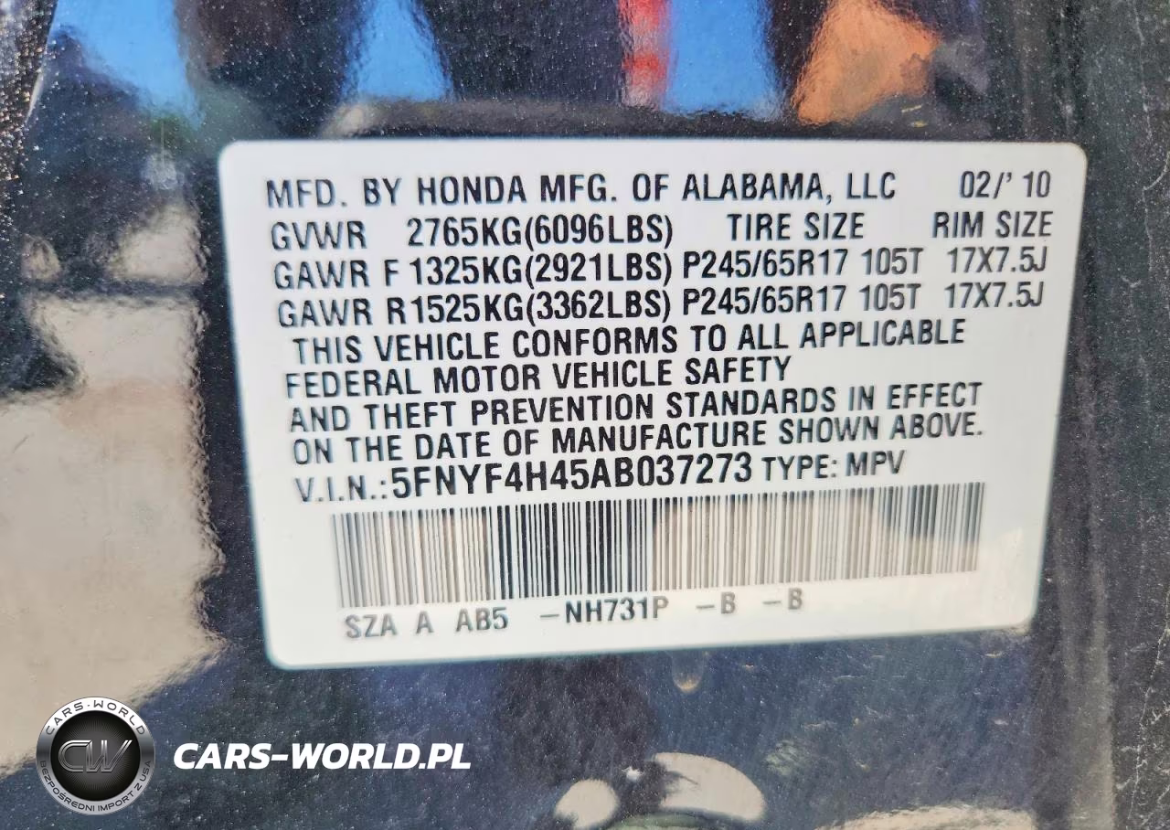 2010 Honda Pilot Ex VIN:5FNYF4H45AB037273 - 13