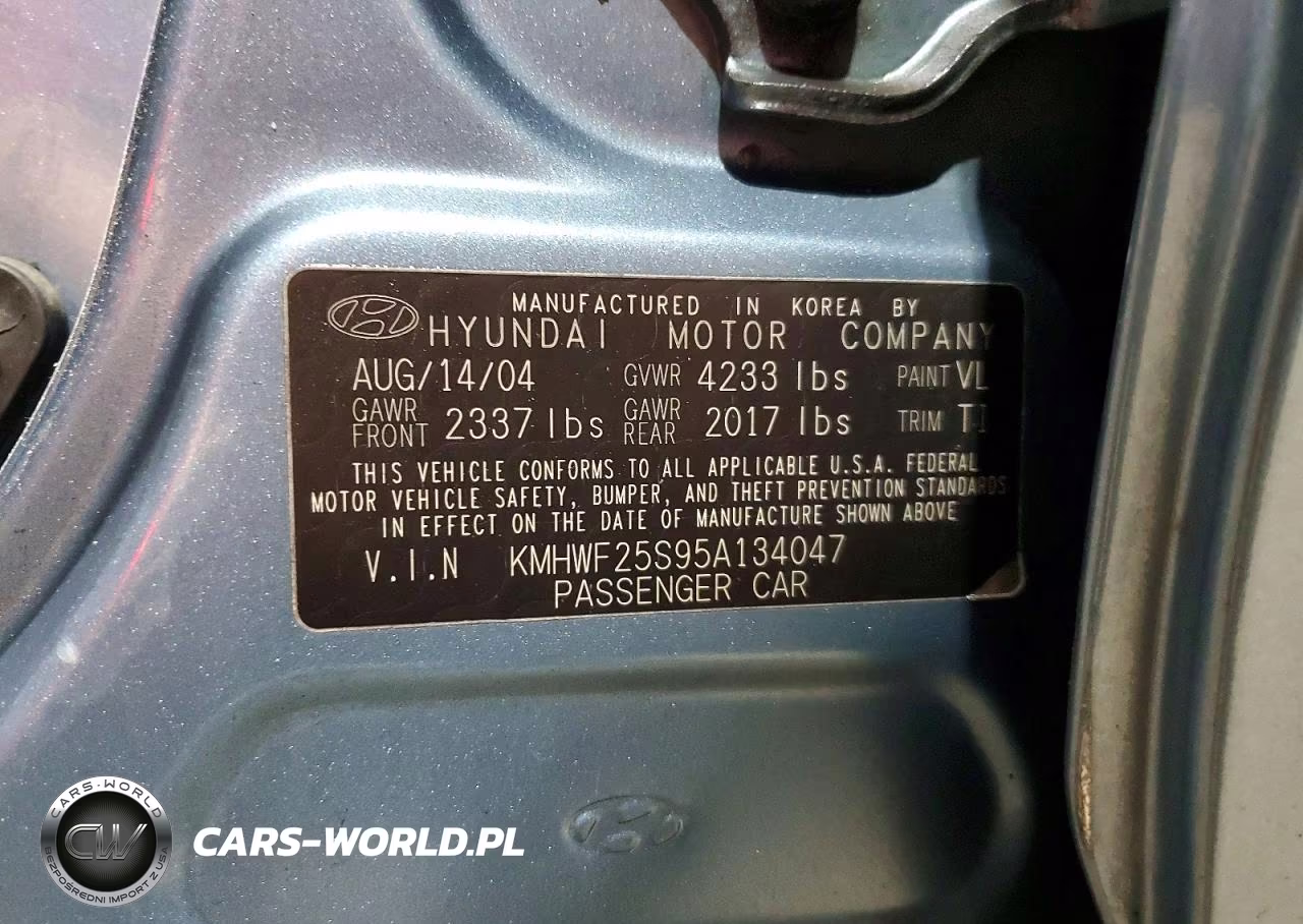2005 Hyundai Sonata Gl VIN:KMHWF25S95A134047 - 12