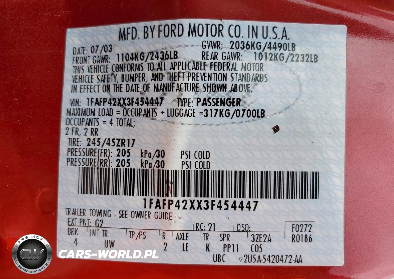 2003 Ford Mustang Gt VIN:1FAFP42XX3F454447 - 13