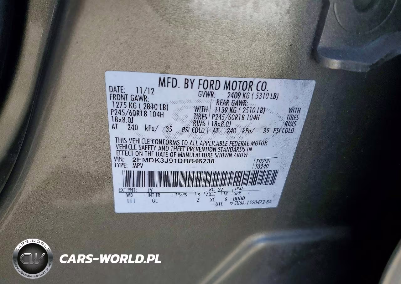2013 Ford Edge Sel VIN:2FMDK3J91DBB46238 - 12