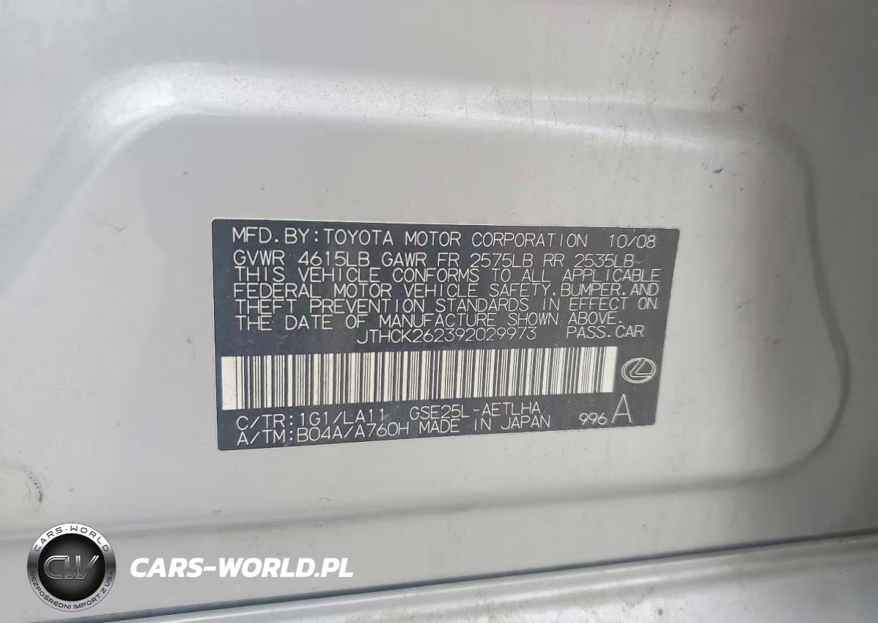 2009 Lexus Is 250 VIN:JTHCK262392029973 - 12