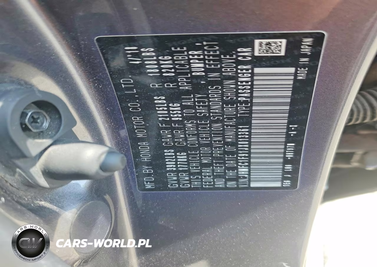 2018 Honda Civic Touring VIN:JHMFC1F91JX013361 - 12