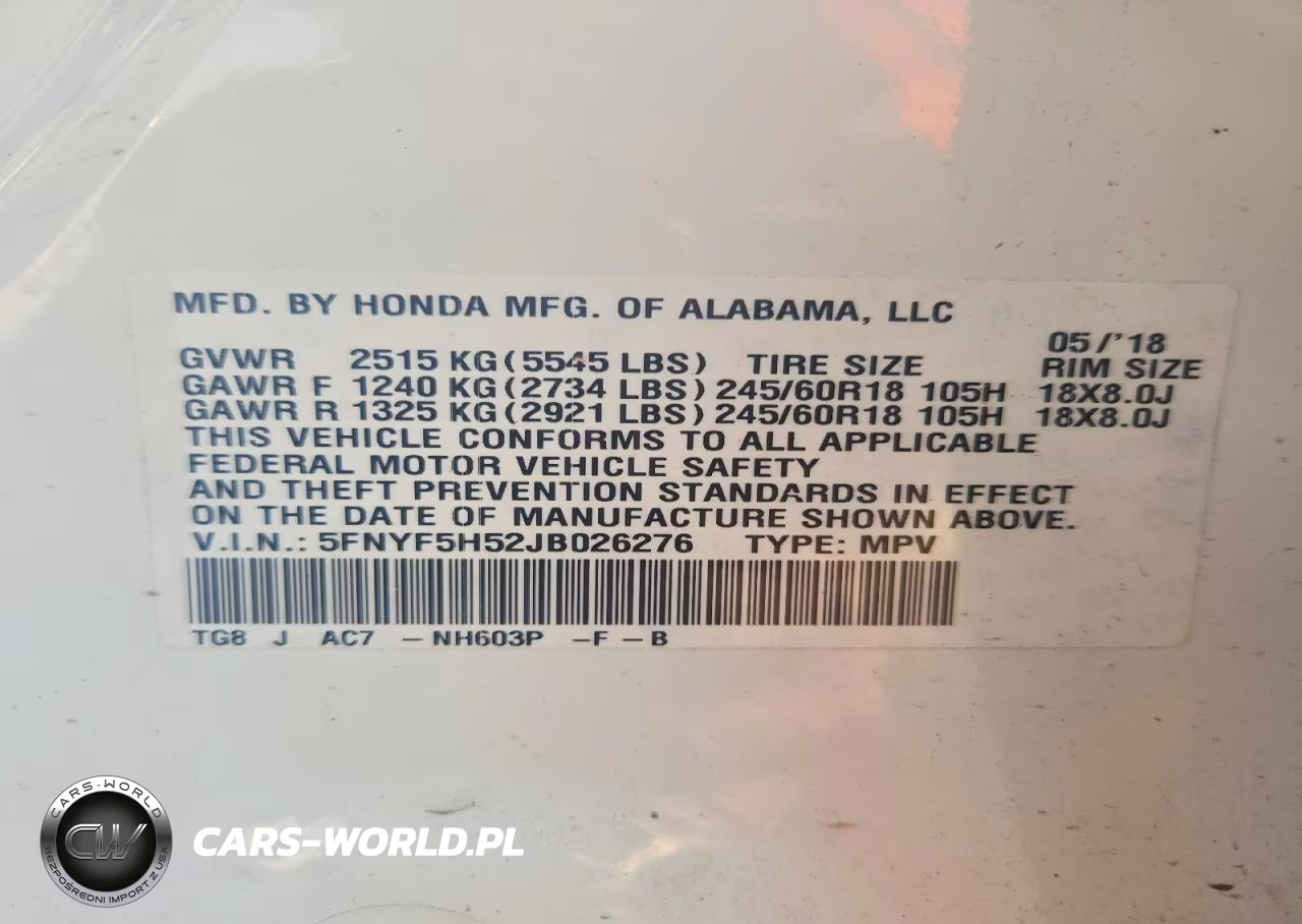 2018 Honda Pilot Exl VIN:5FNYF5H52JB026276 - 13