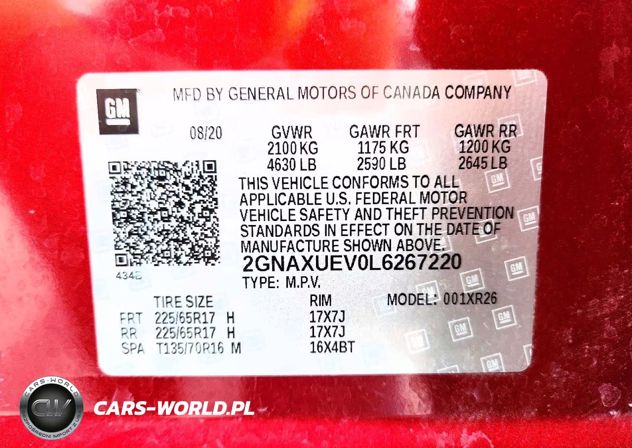 2020 Chevrolet Equinox Lt VIN:2GNAXUEV0L6267220 - 14