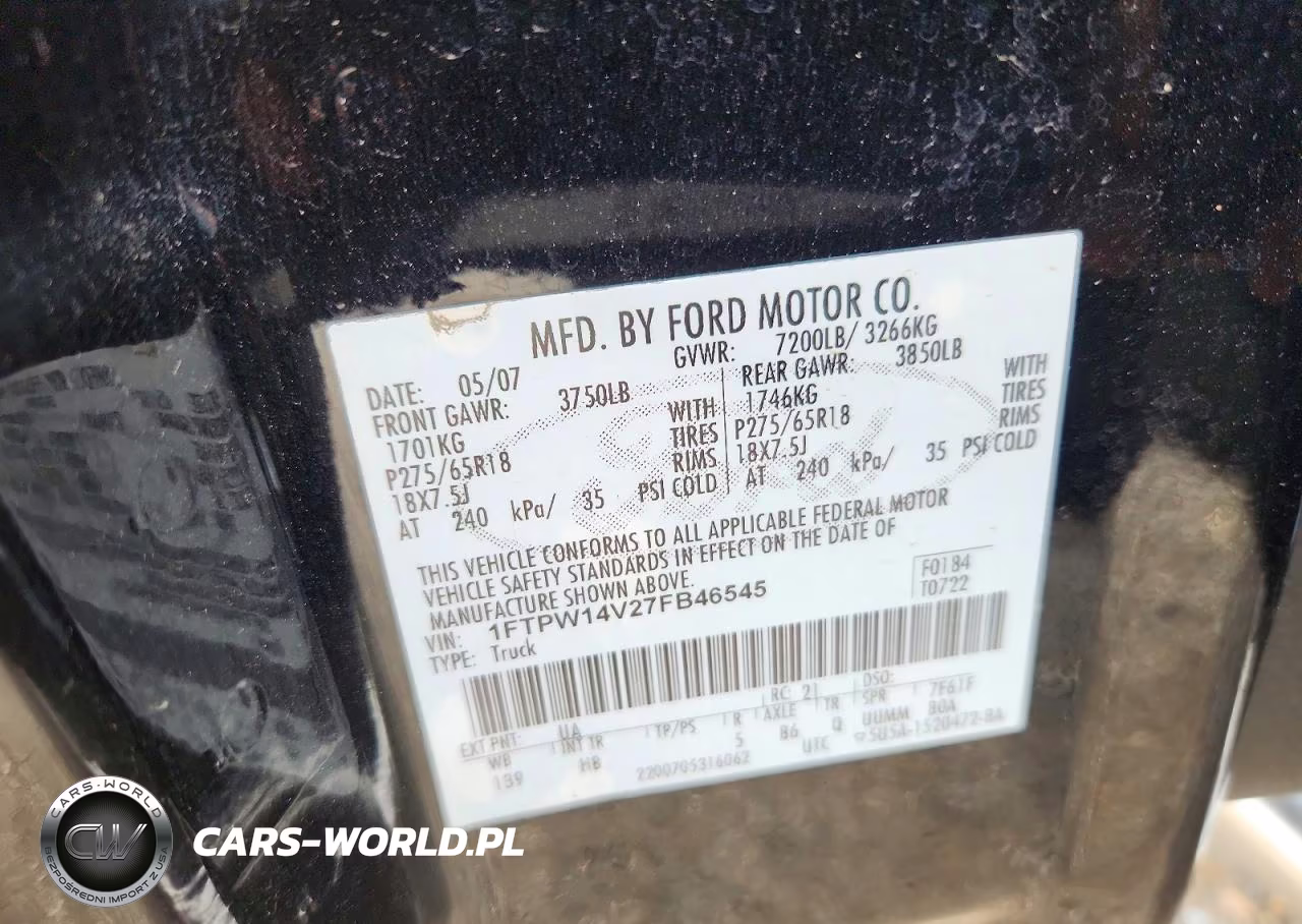 2007 Ford F150 Supercrew VIN:1FTPW14V27FB46545 - 12
