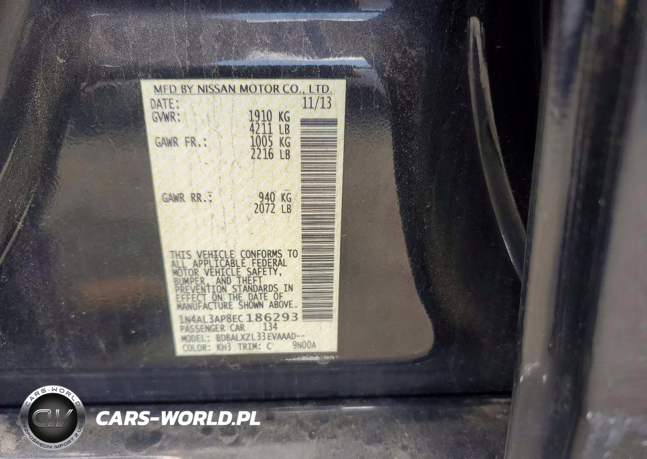2014 Nissan Altima 2.5 Sl VIN:1N4AL3AP8EC186293 - 12