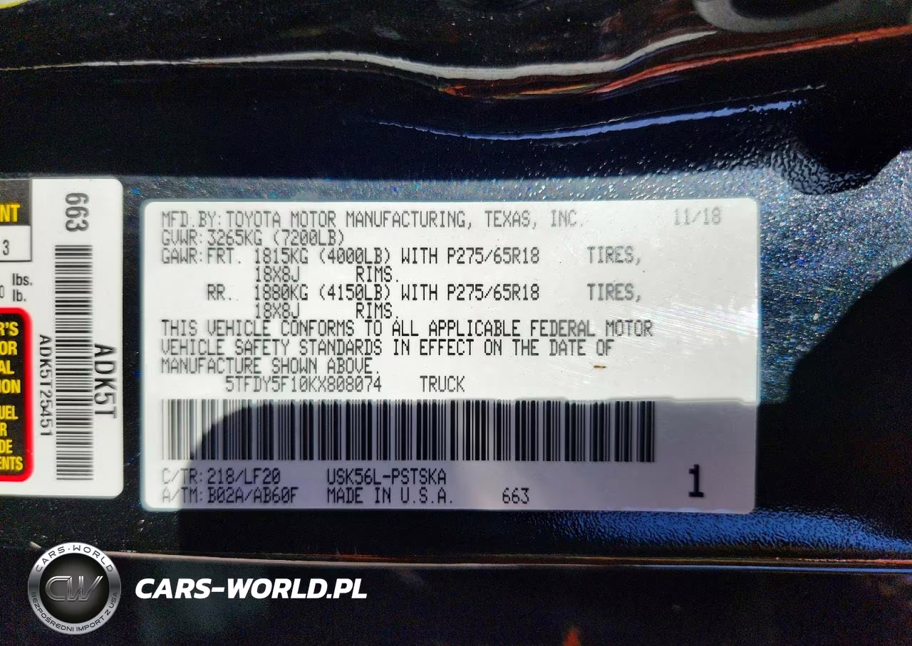 2019 Toyota Tundra Trd Pro VIN:5TFDY5F10KX808074 - 13