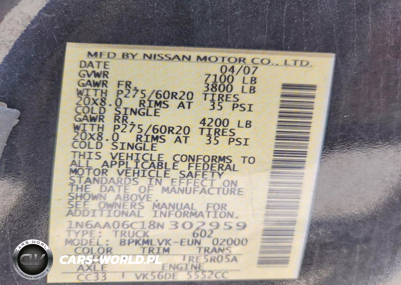 2008 Nissan Titan Xe VIN:1N6AA06C18N302959 - 13