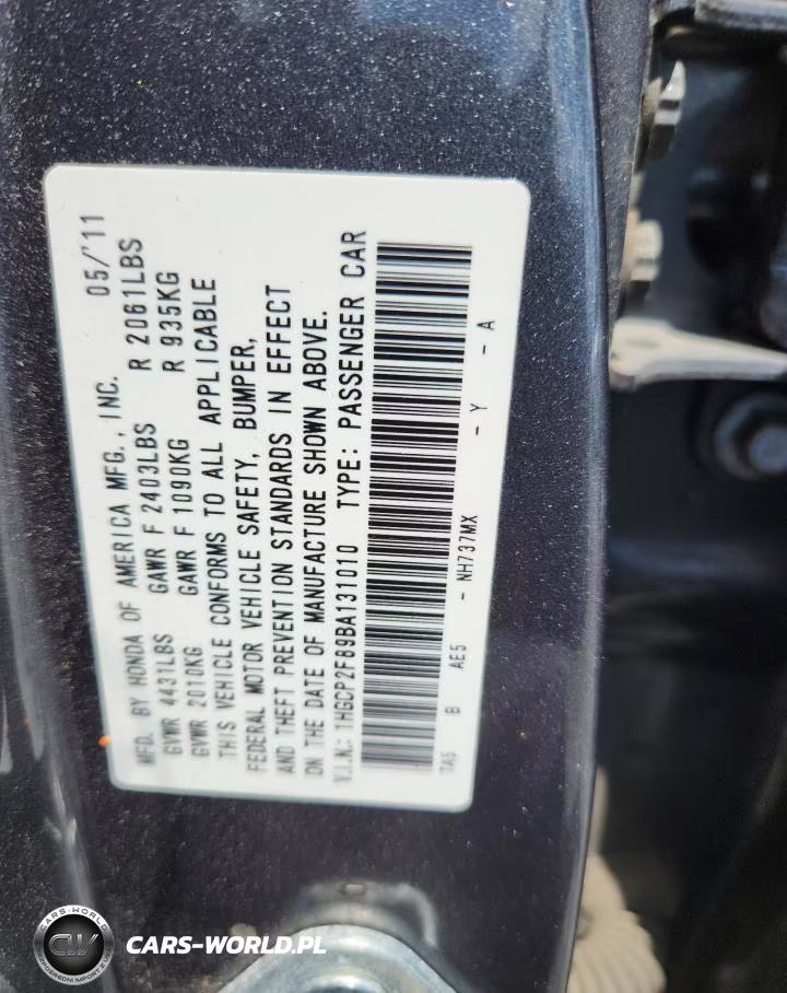 2011 Honda Accord Exl VIN:1HGCP2F89BA131010 - 12