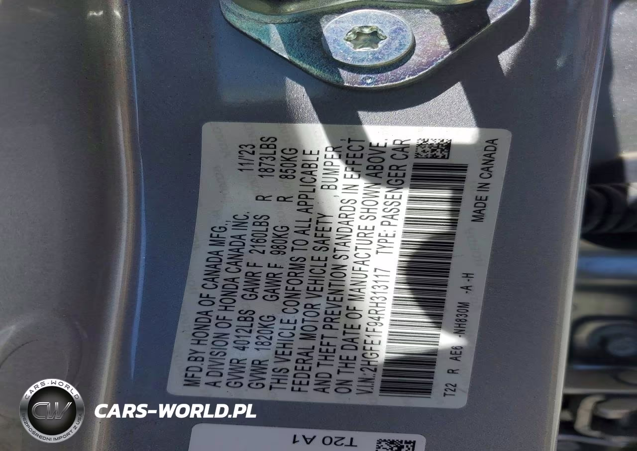 2024 Honda Civic Touring VIN:2HGFE1F94RH313117 - 13