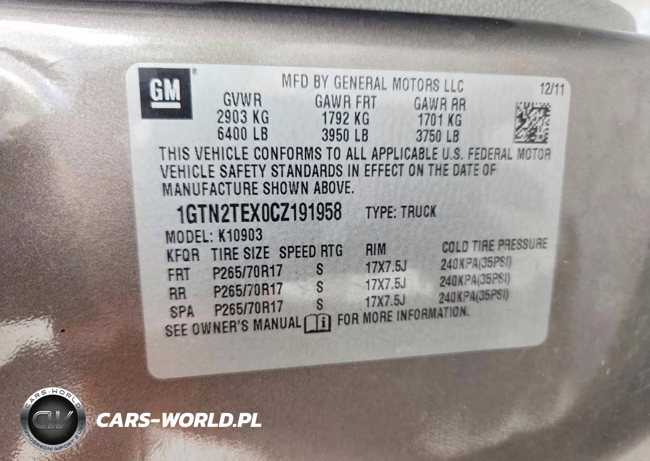 2012 GMC Sierra K1500 VIN:1GTN2TEX0CZ191958 - 12