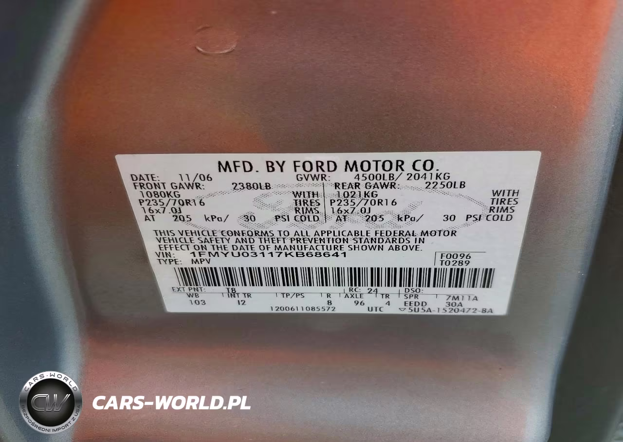 2007 Ford Escape Xlt VIN:1FMYU03117KB68641 - 12