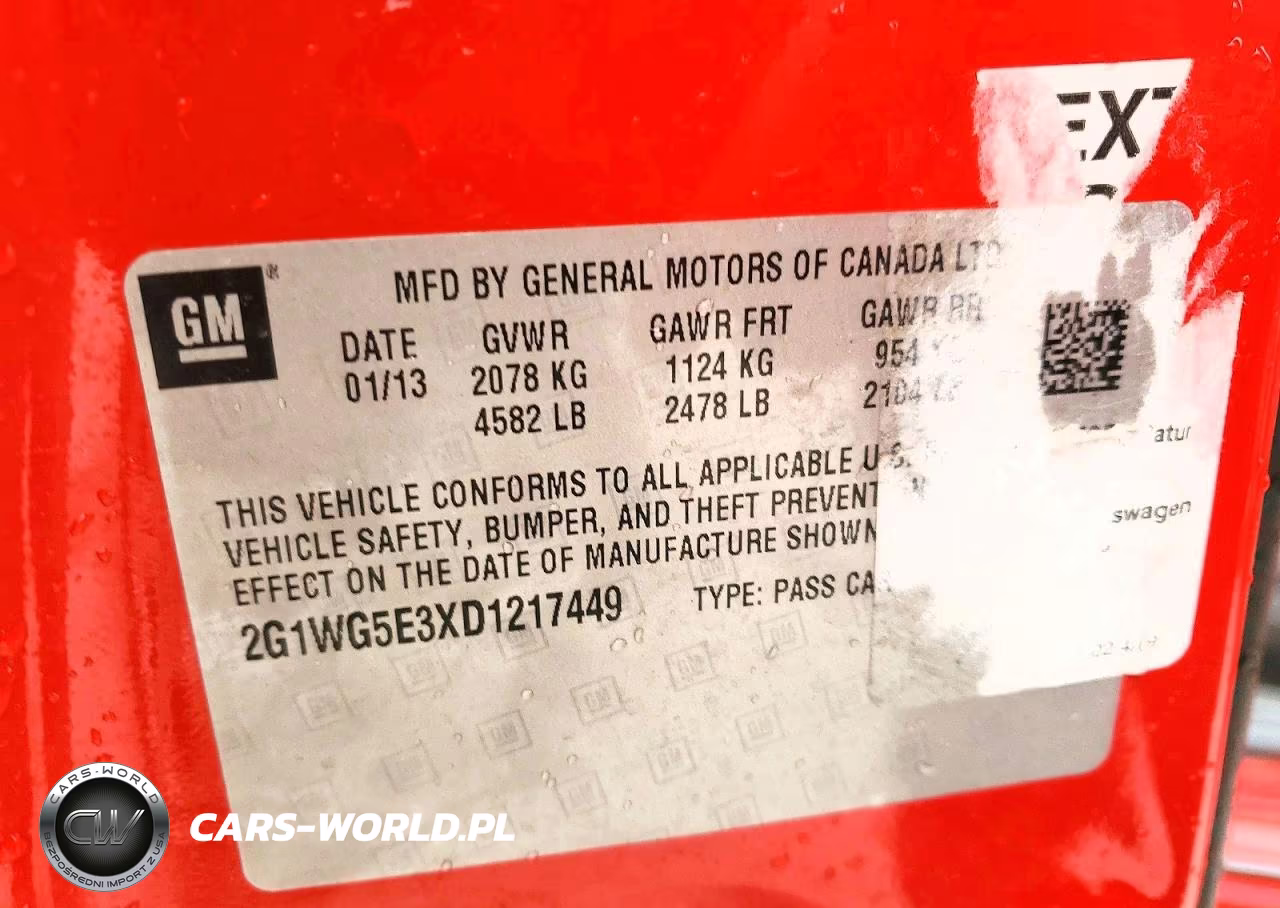 2013 Chevrolet Impala Lt VIN:2G1WG5E3XD1217449 - 12