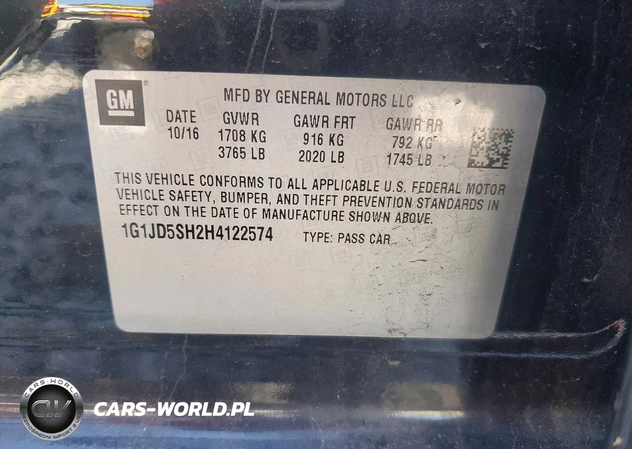 2017 Chevrolet Sonic Lt VIN:1G1JD5SH2H4122574 - 12