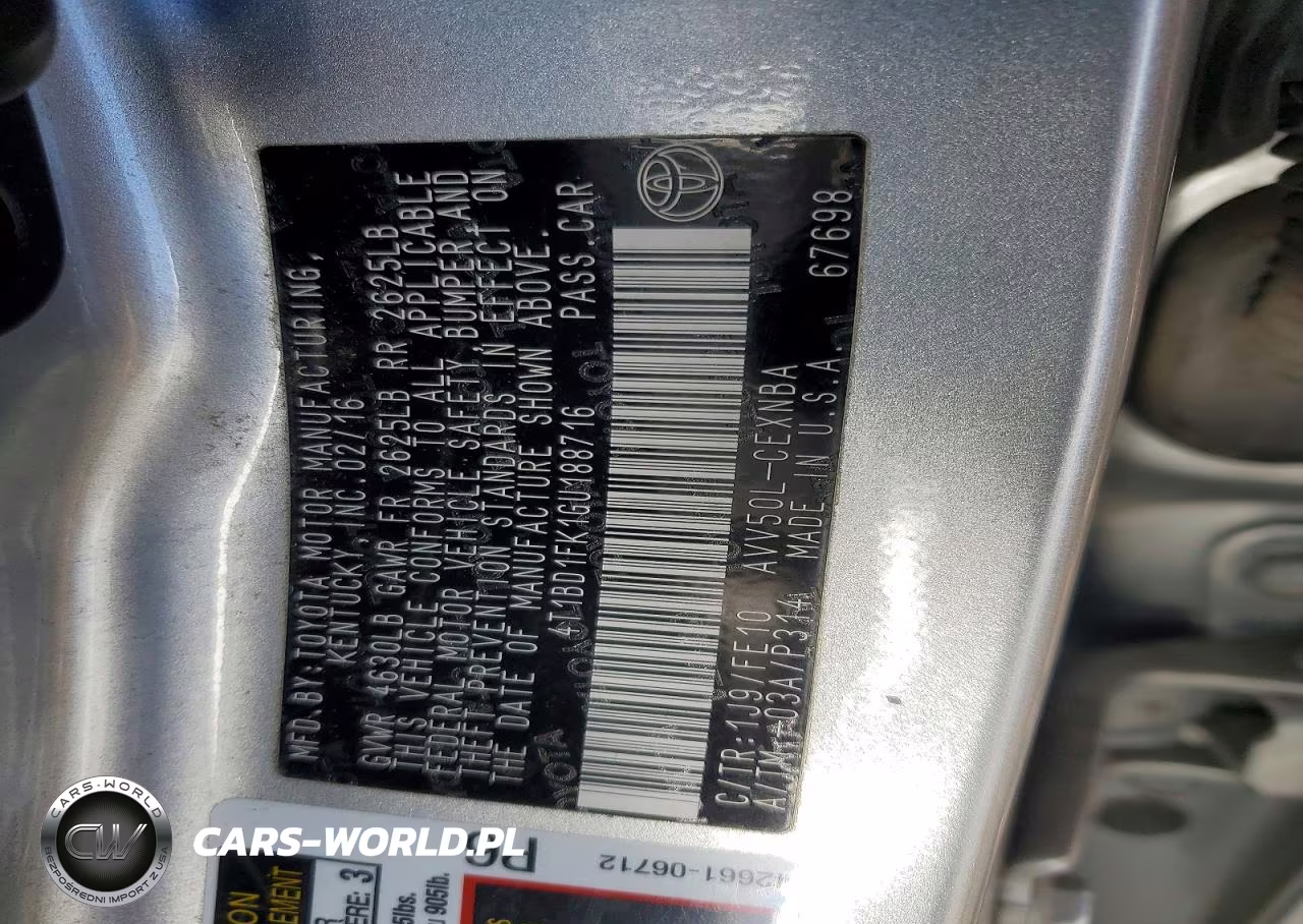 2016 Toyota Camry Hybrid Le VIN:4T1BD1FK1GU188716 - 12