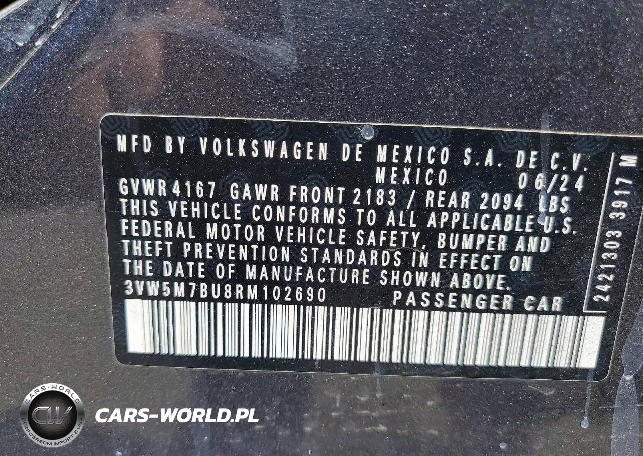 2024 Volkswagen Jetta S VIN:3VW5M7BU8RM102690 - 13