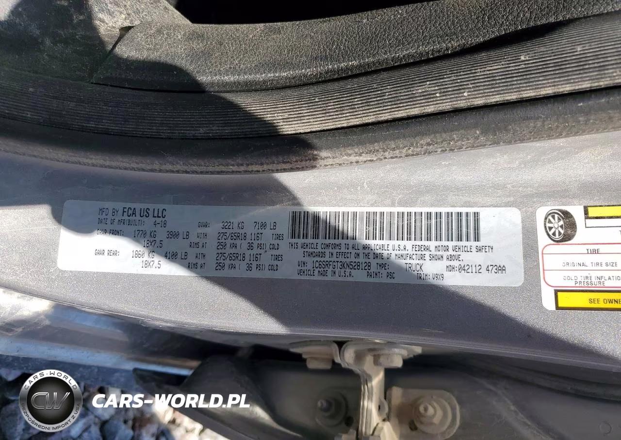 2019 Ram 1500 Tradesman VIN:1C6SRFGT3KN528128 - 12