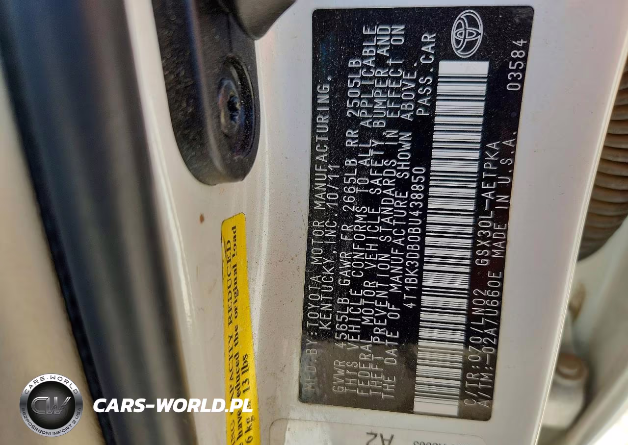 2011 Toyota Avalon Limited VIN:4T1BK3DB0BU438850 - 12